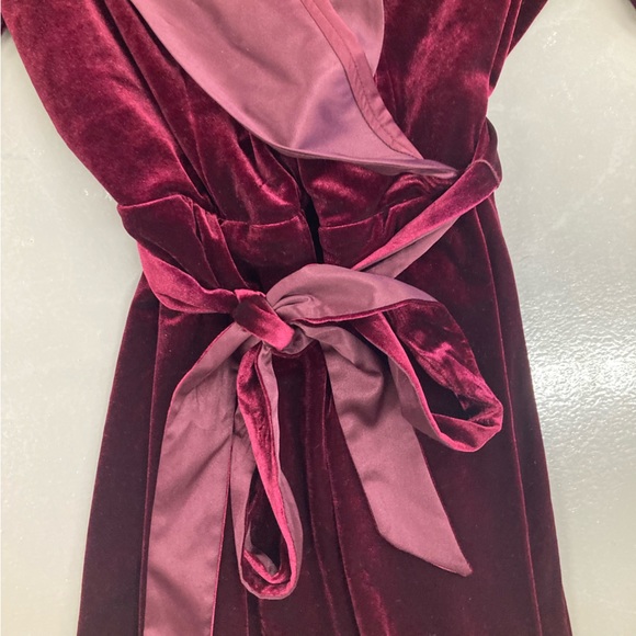 Adrianna Pepell Long Sleeve Velvet Tuxedo Faux Wrap Dress size 18W in Maroon - Picture 6 of 13